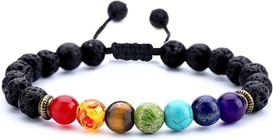 Pulseras de roca de lava 7 chakras
