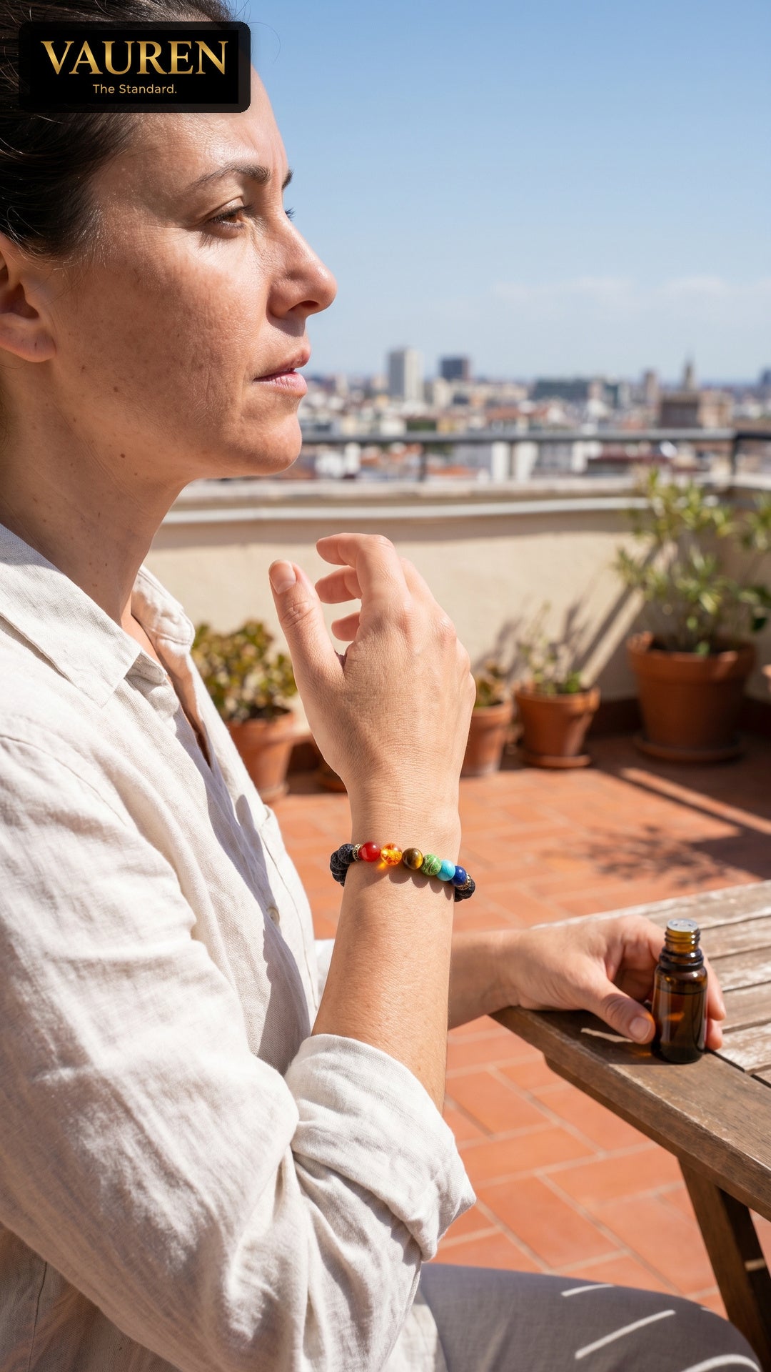Pulseras de roca de lava 7 chakras